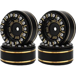 1.0 Plus Brass Beadlock Wheel Rims 4PCS Wheels for All 1/24 Scale FCX24 Axial SCX24 Deadbolt C10 Gladiator 1/18 TRX4M RC Crawler Car Upgrades Parts (6 Round Shape)