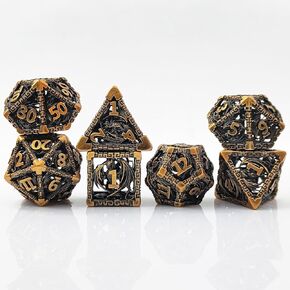 DaMohony Hollow Dragon Metal DND Dice Set, 7PCS Metal Blood Polyhedral D&D Dice for Dungeons and Dragons D20 RPG Table Games