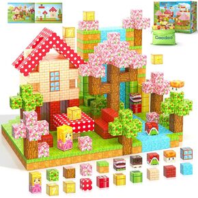 Magnetic Blocks - Build Mine Magnet World Magic Teleport Pipes Set, 1'' Magnetic Building Blocks Toddler Toys Creative Kids Toys, STEM Sensory Outdoor Toys for 3+ Year Old Boys & Girls