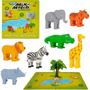 POPULAR PLAYTHINGS Mini Magnetic Mix or Match Animal Toys with Pop-up Playmat, Set of 7 - Jungle