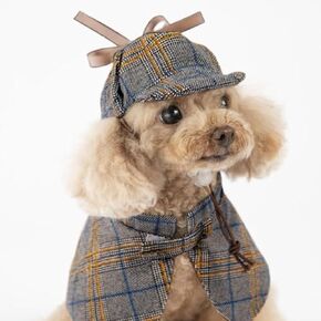 Dog Costume-Cute Detective Pet Clothes Set Halloween Cosplay Party Outfit Winter Fashion Cape Cloak Hat for Small Medium Dog & Cat Kitten (Medium)