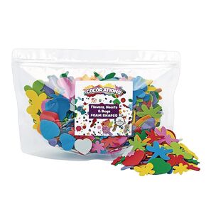 Colorations BFS Fun Foam Shapes, EVA Foam, Assorted Shapes & Colors, 1/2 Pound Bucket, for Kids, Arts & Crafts, Learning, Scrapbooking, Patterning, Craft Project, Teacher,500 Pieces