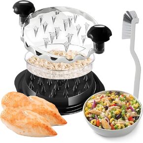 Chicken Shredder, Pro 10.8" Visible Chicken Shredders Tool Twist, Visible Meat Shredder Machine with Brush and Detachable Plate,Ergonomic Handle,Non-Slip, Heat Resistant, BPA Free. (Black)