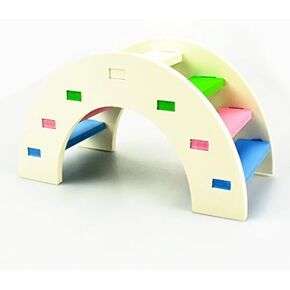 Hamster Toy Rainbow Bridge Seesaw - Small Pet Animals Wood Bridge Climb Playground Gift for Dwarf Syrian Hamsters Mice Rat (Pink)