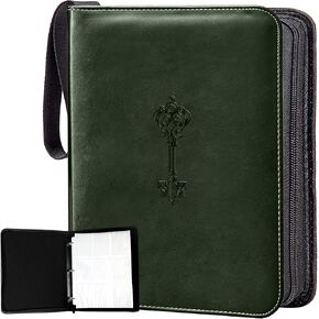 Llave Premium PU Leather Card Binder, Trading Card Binder with Double Sided Pocket Pages, Baseball Card Holder holds 180 Cards, Baseball Card Binder with Sleeves, Green Hunter, TCB-001