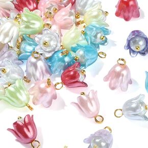 LiQunSweet 100 Pcs Transparent Acrylic Plant Tree Leaf Charms Plastic Green Leaf Charms for DIY Earrings Necklace Making
