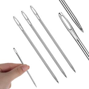 3PCS 4 Inch Upholstery Needles Large Eye Stitching Needles Large Eye Needles for Hand Sewing Needles Hand Sewing Professional Large Eye Hand Sewing Needles for Home Crafts Projects Doll Making Tufting