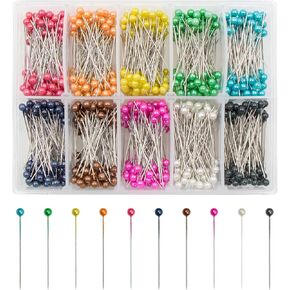 Sewing Pins VAPKER 36 mm 1000 Pcs Pearlized Head Quilting Pins Floral Pins for Floral Deco, Crafting, Sewing 10 Colors Sew Pin