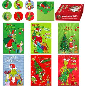 Christmas Cards, Set of 30 Christmas Cards Boxed with Envelopes and Stickers, 6 Designs Christmas Greeting Cards Bulk, 6x4 inch Greeting Cards for Family, Kids, Friends (BB)