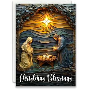 JBH Creations Nativity Blessings Religious Christmas Card - Pack of 24