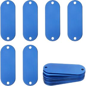 MECCANIXITY 24 Pack Rectangle Aluminum Blank Tags 50 x 20 x 1mm Engraving Stamping Blanks Metal Blank Label Dog Pet Tags for DIY Jewelry Stamping Tools, Blue