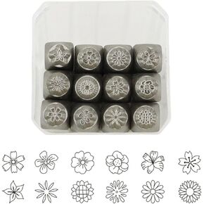 12Pcs Metal Stamping Tool Set 1/8" 1/4'' (3mm 6mm), Steel Flower Punch Set Leather Stamp for Jewelry Making Craft