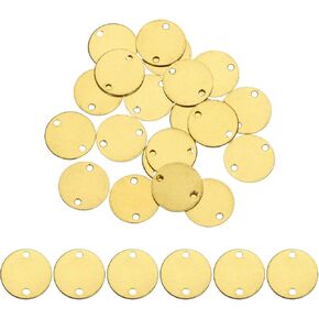 MECCANIXITY 20pcs Brass Round Stamping Blank DIY Label Tags 20mm/0.79inch for Craft, Pendant Decoration, 1.5mm/0.06inch Double Hole, Yellow