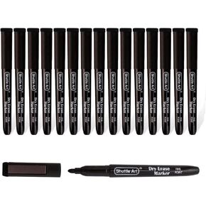 Shuttle Art Dry Erase Markers, 25 Pack Black Magnetic Whiteboard Markers with Erase, Fine Point Dry Erase Markers Perfect for Writing on Dry-Erase Whiteboards Mirrors Glasses for School Office Home