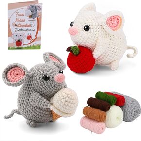 LVIITIS The Beginners Crochet Kit with Yarn, Crochet Starter Kit for Adult with Step-by-Step Video Tutorials-The Mouse