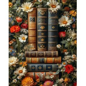 Book Paint by Numbers Kit for Adults Beginner, Flower Adult's Paint by Number Kits On Canvas, DIY Oil Painting Kits for Gift Home Wall Decor 16x20 Inch