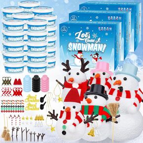 12 Pack Christmas Craft, DIY Snowman Kit for Kids, Build a Snowman Kit Indoor Decorations, Creative Kids Air Dry Modeling Clay, Xmas Activities Snowman Making Kit Toys for Holiday Favor Supplies