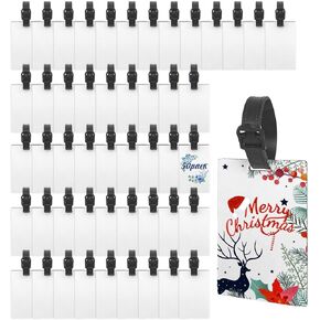 50 PCS Sublimation Luggage tag Blanks Travel Bag Tags with Strap Double Sided MDF Suitcase Label Tag for DIY Heat Transfer
