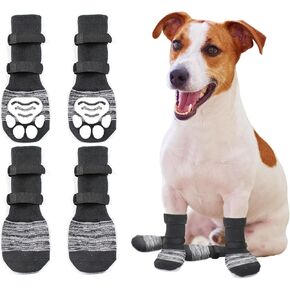 Anti Slip Paw Protectors Dog Socks,Non-Slip Dog Socks with Adjustable Straps,Traction Control for Indoor on Hardwood Floor Wear,Pet Paw Protector for Small Medium Large Dogs (A, M)