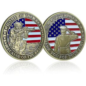 CHURYUML 50Pcs Military Challenge Coins Set - Home of The Free Because of The Brave - Veterans Day Gifts Bulk Thank You for Your Service Military Gifts for Men Women Navy Army Veterans Honor Coin