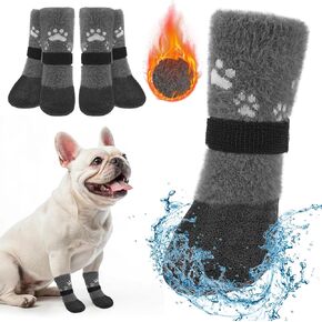 BEAUTYZOO Dog Boots Dog Snow Boots for Winter, Fleece Warm Dog Booties & Paw Protectors, Waterproof Dog Socks to Prevent Licking for Hardwood Floor Anti-Slip Small Medium Large Senior Dogs Shoes, Pink