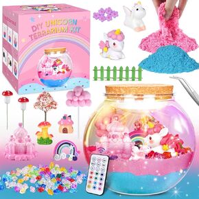 Unicorn Terrarium Kit for Kids, Light-Up Unicorn Toys for Girls, Arts and Crafts Kit for Kids, DIY Unicorn Toys for Age 4 5 6 7 8 9 10 Year Old Girl Birthday Gifts