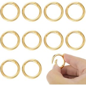 10Pcs Metal O Ring Round Carabiner Clip Snap Hooks 0.74 inch(19mm) Inside Diameter Spring O Rings for DIY Craft Making(Silver)