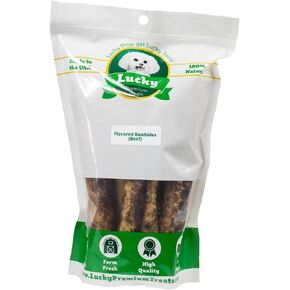 Lucky Premium Treats Peanut Plain Rawhide Bull Sticks – All Natural Rawhide Dog Treats, Gluten Free Premium Large Dog Treats (10 Chews)