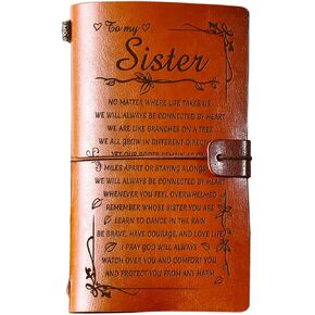 PRSTENLY Sisters Gifts from Sister Leather Journal, To My Sister Gifts 140 Page Refillable Notebooks, Graduation Mothers Day Valentines Day Christmas Gifts for Sister from Sister Brother