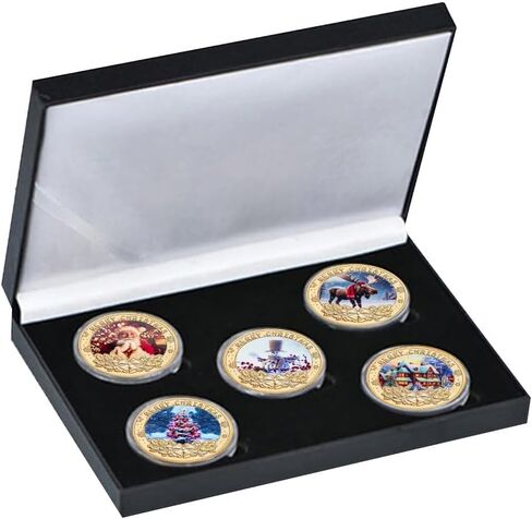 5 قطعة عملات عيد الميلاد التذكارية مجموعة عيد الميلاد سانتا كلوز ثلج الأيائل عملات تذكارية لجمع الأصدقاء in Kuwait