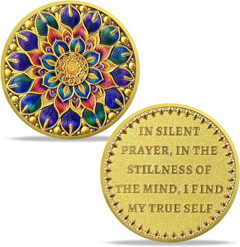 Mandala Challenge Coin Meditation Mindfulness Inspiring Calming Inspirational Coins Appreciation Gifts for Spiritual Growth and Inner Peace in Silent Prayer in Kuwait