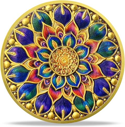 Mandala Challenge Coin Meditation Mindfulness Inspiring Calming Inspirational Coins Appreciation Gifts for Spiritual Growth and Inner Peace in Silent Prayer in Kuwait