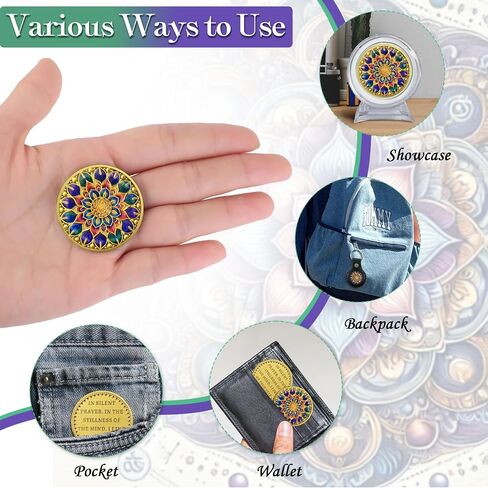 Mandala Challenge Coin Meditation Mindfulness Inspiring Calming Inspirational Coins Appreciation Gifts for Spiritual Growth and Inner Peace in Silent Prayer in Kuwait