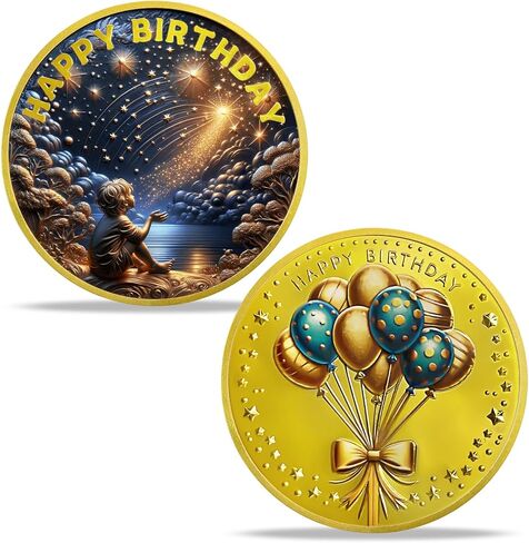 Happy Birthday Challenge Coin Boy Meteor Balloon Commemorative Token, Love Favors Delicate Birthday Present Superior Keepsake Souvenir Gifts for Friends Family in Saudi Arabia