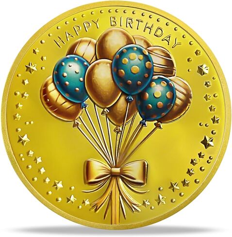 Happy Birthday Challenge Coin Boy Meteor Balloon Commemorative Token, Love Favors Delicate Birthday Present Superior Keepsake Souvenir Gifts for Friends Family in Saudi Arabia
