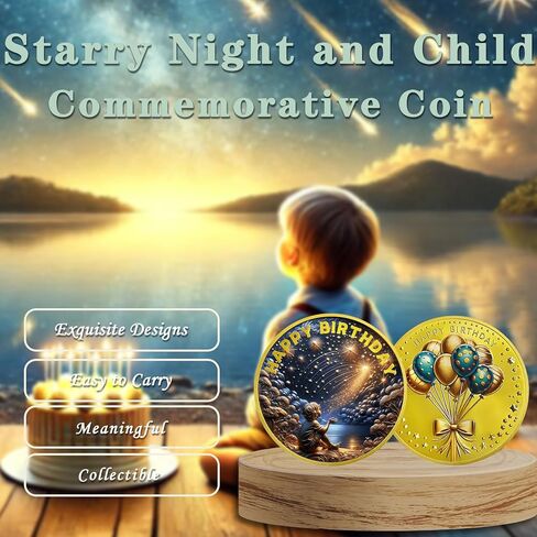 Happy Birthday Challenge Coin Boy Meteor Balloon Commemorative Token, Love Favors Delicate Birthday Present Superior Keepsake Souvenir Gifts for Friends Family in Saudi Arabia
