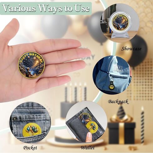 Happy Birthday Challenge Coin Boy Meteor Balloon Commemorative Token, Love Favors Delicate Birthday Present Superior Keepsake Souvenir Gifts for Friends Family in Saudi Arabia