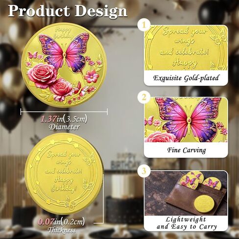 Happy Birthday Challenge Coin Boy Meteor Balloon Commemorative Token, Love Favors Delicate Birthday Present Superior Keepsake Souvenir Gifts for Friends Family in Saudi Arabia