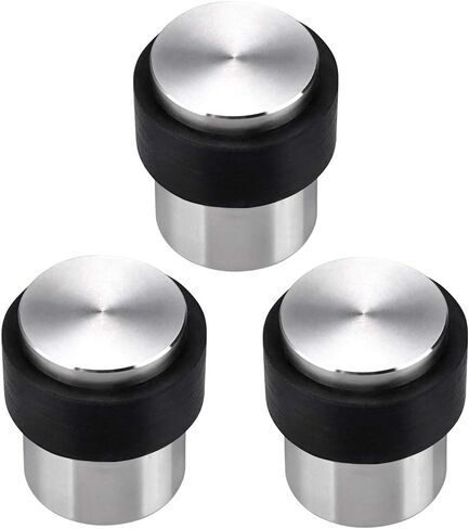 Sumnacon 3 Pcs Cylindrical Floor Door Stopper, Solid Stainless Steel Door Stopper with Rubber Bumper-Safety Floor Mount Doorstop with Screws, Heavy Duty Commercial Industrial Floor Door Stopper in Kuwait