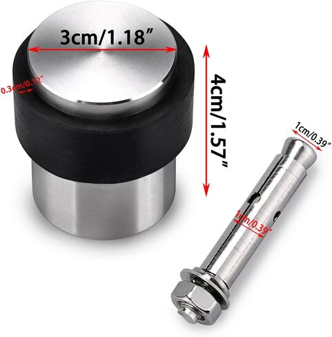 Sumnacon 3 Pcs Cylindrical Floor Door Stopper, Solid Stainless Steel Door Stopper with Rubber Bumper-Safety Floor Mount Doorstop with Screws, Heavy Duty Commercial Industrial Floor Door Stopper in Kuwait