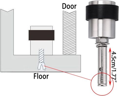 Sumnacon 3 Pcs Cylindrical Floor Door Stopper, Solid Stainless Steel Door Stopper with Rubber Bumper-Safety Floor Mount Doorstop with Screws, Heavy Duty Commercial Industrial Floor Door Stopper in Kuwait