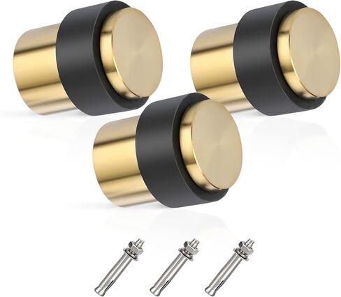 Sumnacon 3 Pcs Cylindrical Floor Door Stopper, Solid Stainless Steel Door Stopper with Rubber Bumper-Safety Floor Mount Doorstop with Screws, Heavy Duty Commercial Industrial Floor Door Stopper in Kuwait