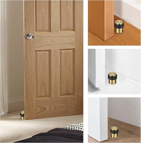 Sumnacon 3 Pcs Cylindrical Floor Door Stopper, Solid Stainless Steel Door Stopper with Rubber Bumper-Safety Floor Mount Doorstop with Screws, Heavy Duty Commercial Industrial Floor Door Stopper in Kuwait