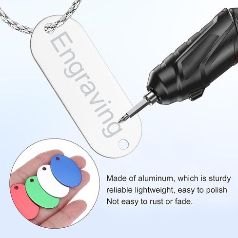 MECCANIXITY 24 Pack Oval Aluminum Blank Tags 38 x 25 x 1mm Engraving Stamping Blanks Metal Blank Label Dog Pet Tags for DIY Jewelry Stamping Tools, Blue in Saudi Arabia