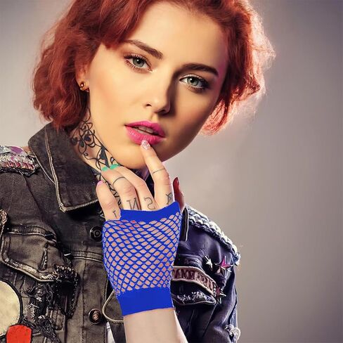 YgneeDom 13 Styles 80s Fishnet Gloves for Women and Girls in Theme Party Costume Accessories in Kuwait