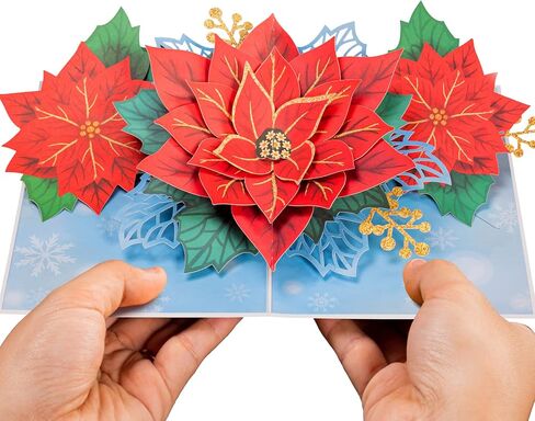 بطاقة منبثقة ثلاثية الأبعاد لرقائق الثلج من Paper Love، هدية للشتاء أو الكريسماس أو العطلات، غطاء مقاس 5 × 7 بوصة - تتضمن مظروفًا وبطاقة ملاحظات قابلة للإزالة in Kuwait