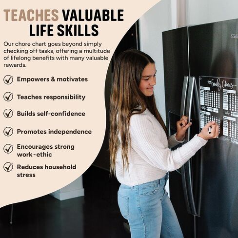 Chore Chart for Kids Multiple Kids - White Chores Chart for Kids - Clear Acrylic Chore Chart w/Magnetic Dry Erase Marker - Adult Chore Chart Magnetic - Easy-to-Hang Kids Chore Chart for Refrigerator in Saudi Arabia