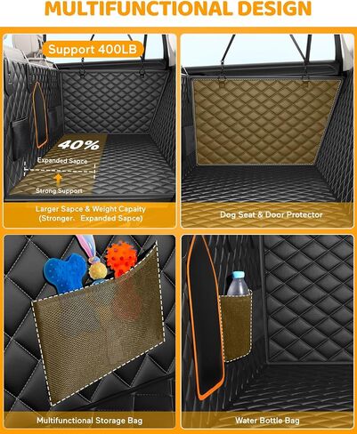 XXL Truck Back Seat Extender for Dogs, Dog Car Seat Cover with Hard Bottom Support 400LB, Waterproof Car Seat Protector with Mesh Window and Storage Pocket, Car Hammock for Full-Size Trucks, SUV in Saudi Arabia