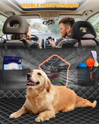 XXL Truck Back Seat Extender for Dogs, Dog Car Seat Cover with Hard Bottom Support 400LB, Waterproof Car Seat Protector with Mesh Window and Storage Pocket, Car Hammock for Full-Size Trucks, SUV in Saudi Arabia