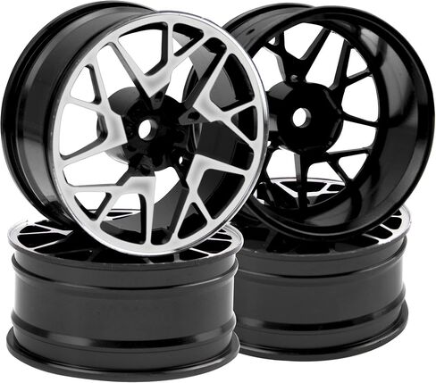 4 عبوات من إطارات العجلات المعدنية بمحور سداسي 12 مم وعرض 26 مم متوافق مع سيارة Traxxas Tamiya TT01 RedCat Sakura D4 XIS HSP HPI 1/10 على الطرق الوعرة (أسود) in Saudi Arabia